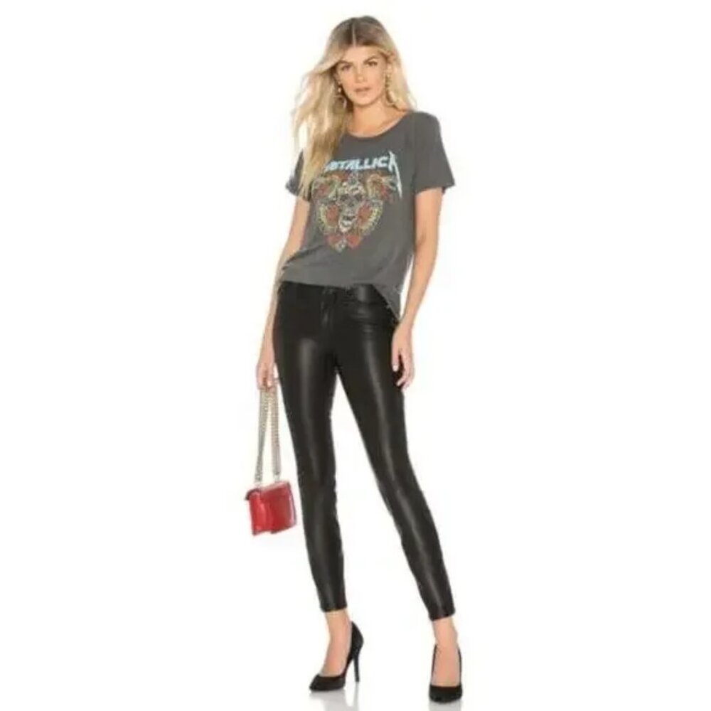 Blank NYC Vegan Leather Pull On Holiday NYE Chic Skinny Ankle Pants Black